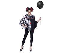 Women's Scary Clown Poncho Fancy Dress Costume Standard