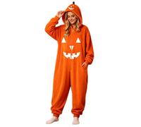 Women's Scary Pumpkin Hoodie Pullover Halloween Costume With Pockets | Autumn Winter Long Sleeve Sweatshirts With Fun Pumpkin Face Casual Pullover Top With Pocket Novelty Halloween Costume
