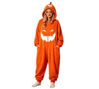 Women's Scary Pumpkin Hoodie Pullover Halloween Costume With Pockets | Autumn Winter Long Sleeve Sweatshirts With Fun Pumpkin Face Casual Pullover Top With Pocket Novelty Halloween Costume