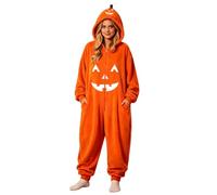 Women's Scary Pumpkin Hoodie Pullover Halloween Costume With Pockets | Autumn Winter Long Sleeve Sweatshirts With Fun Pumpkin Face Casual Pullover Top With Pocket Novelty Halloween Costume