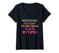 Womens Scenecore Because Everything Else Is Stupid Apparel V-Neck T-Shirt