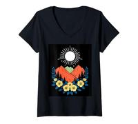 Womens Scenic Hike Finding Wildflowers in The Mountains Outdoor V-Neck T-Shirt