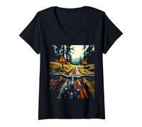 Women's Scenic Trail Mountain Biking Adventure V-Neck T-Shirt