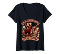 Women's Schedule Aide Funny Glasses Afro African American Black Girl V-Neck T-Shirt