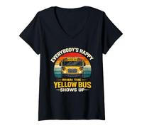 Women's School Bus Driver Everybody's Happy When The Yellow Bus V-Neck T-Shirt