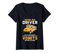 Women's School Bus Driver Funny Cargo Whines Cries Vomits Quote V-Neck T-Shirt
