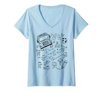 Womens School Bus Driver I Love My Job Little Reasons Funny Yellow V-Neck T-Shirt