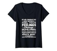 Womens School Counselor Feelings Change Share Your Struggles V-Neck T-Shirt