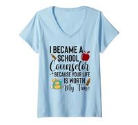 Women's School Counselor Your Life is Worth My Time Design V-Neck T-Shirt