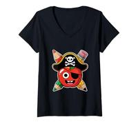 Womens School International Talk Like A Pirate Day Pirate Teacher V-Neck T-Shirt