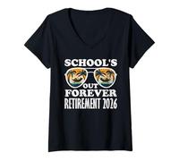 Womens School Leavers School's Out for Ever Retirement 2026 V-Neck T-Shirt