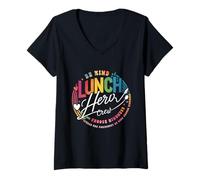Women's School Lunch Hero Squad Funny Cafeteria Workers Crew Lady V-Neck T-Shirt
