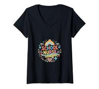 Women's School Nurse Caring Support Compassion Design V-Neck T-Shirt