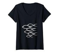 Womens School of fish pattern design V-Neck T-Shirt