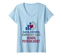 Women's School Psychologist Data Driven Empathy Led Behavioral Brain V-Neck T-Shirt