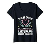 Womens School Psychologist I Love My Job for All Little Reasons V-Neck T-Shirt