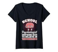 Womens School Psychologist Inspiring Kids to Believe in Themselves V-Neck T-Shirt