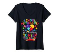 Women's School Psychologist It's an Awesome Day to Help Tiny Humans V-Neck T-Shirt