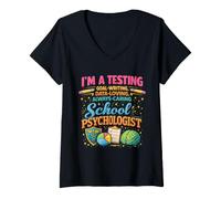 Women's School Psychologist Testing Goal Writing Data Loving V-Neck T-Shirt