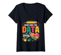 Women's School Psychologist What Does The Data Say Funny V-Neck T-Shirt