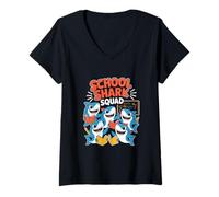 Womens School Shark Squad Back to School Classroom Crew V-Neck T-Shirt