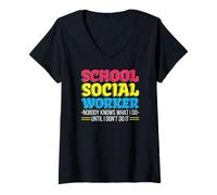 Womens School Social Worker Nobody knows what I Do Until I Don't Do V-Neck T-Shirt