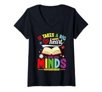 Women's School Supervisor School Crew Big Heart Superintendent V-Neck T-Shirt