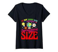 Women's School Supervisor School Crew Short Size Superintendent V-Neck T-Shirt