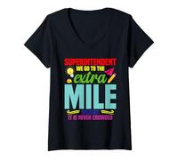 Women's School Supervisor School Worker Extra Mile Superintendent V-Neck T-Shirt