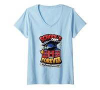 Womens School's Out Forever (Or Until August) Funny Summer Holiday V-Neck T-Shirt
