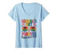 Womens Schools Out Forever Teacher Retirement 2026 V-Neck T-Shirt