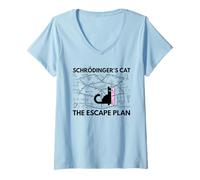Womens Schrodingers Cat The Escape Plan Funny Cat Physics Humor Cat V-Neck T-Shirt