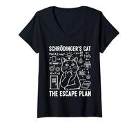 Womens Schrödinger Cat Science Plan V-Neck T-Shirt