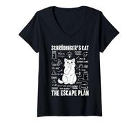 Womens Schrödingers Cat Escape Plan Science Schrödinger's Cat V-Neck T-Shirt