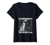 Womens Schrödinger's Cat The Escape Plan Funny Science Teacher V-Neck T-Shirt