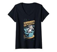 Womens Schrödinger's Cat: The Escape Plan Physics Lover V-Neck T-Shirt