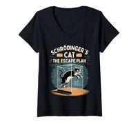 Womens Schrödinger's Cat: The Escape Plan Physics Lover V-Neck T-Shirt