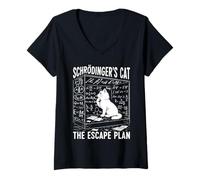 Women's Schrödingers Cat The Escape Plan Quantum Paradox V-Neck T-Shirt