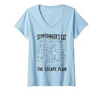 Women's Schrödingers Cat The Escape Plan Quantum Physics V-Neck T-Shirt