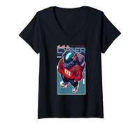 Women's Sci Fi Cyber 3000 Headhunter 01 Class My Cat V-Neck T-Shirt