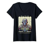 Women's Sci Fi Cyborg Code 384Y 3 AB Neo Terra Bioroid V-Neck T-Shirt