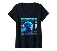 Women's Sci Fi Future EVA 02 Artificial Intelligence Mirror Humanity V-Neck T-Shirt
