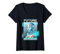 Women's Sci Fi Future Forward Cyberpunk Android Vision V-Neck T-Shirt