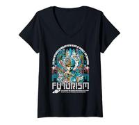 Women's Sci Fi Futurism Children Integrate Technology V-Neck T-Shirt
