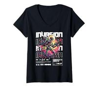 Women's Sci Fi Invasion Cyborg Warrior Defending Our Realm V-Neck T-Shirt