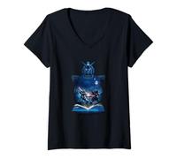 Women's Sci-Fi Mecha Robot Battle Story Book Luminous Warrior V-Neck T-Shirt