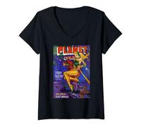 Womens Sci Fi Pin Up Girl Science Fiction Vintage Horror Comic Book V-Neck T-Shirt