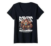 Women's Sci Fi Robotic Military AI Combat Mech Hero V-Neck T-Shirt