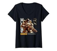 Women's Sci Fi Space Defender The Battle for Survival V-Neck T-Shirt