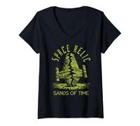 Women's Sci Fi Space Relic Sands of Time Galaxy Myth V-Neck T-Shirt